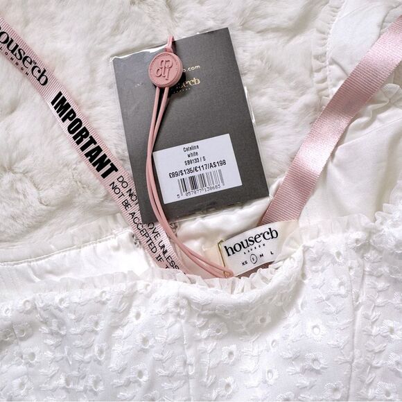 House of CB Eyelet Mesh Coquette Corset Top S - White - Picture 6 of 6